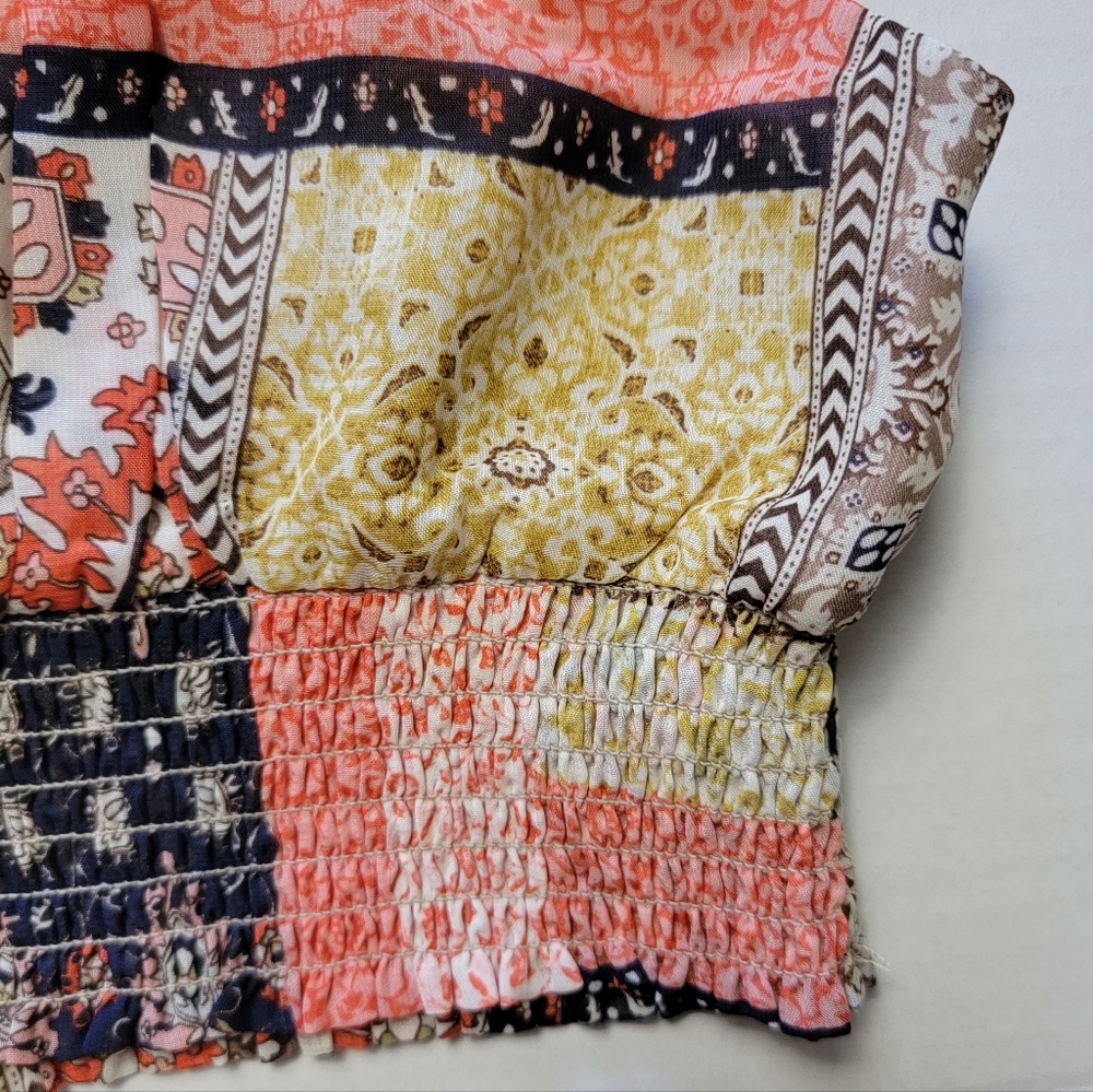 Patchwork Print Cropped Cami Tank - image 3